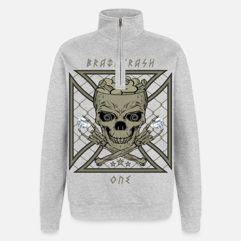 Brain Crash One - Sweat à zip 1/4 - gris chiné