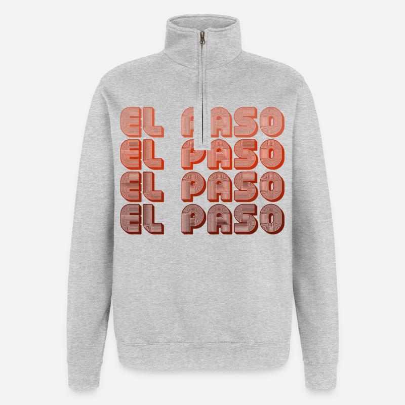 El Paso Gradient Retro Muster - Quarter-Zip-Sweatshirt - Grau meliert