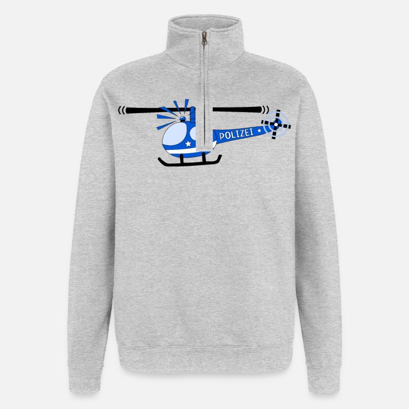 Hubschrauber Polizei Kinder - Quarter-Zip-Sweatshirt - Grau meliert
