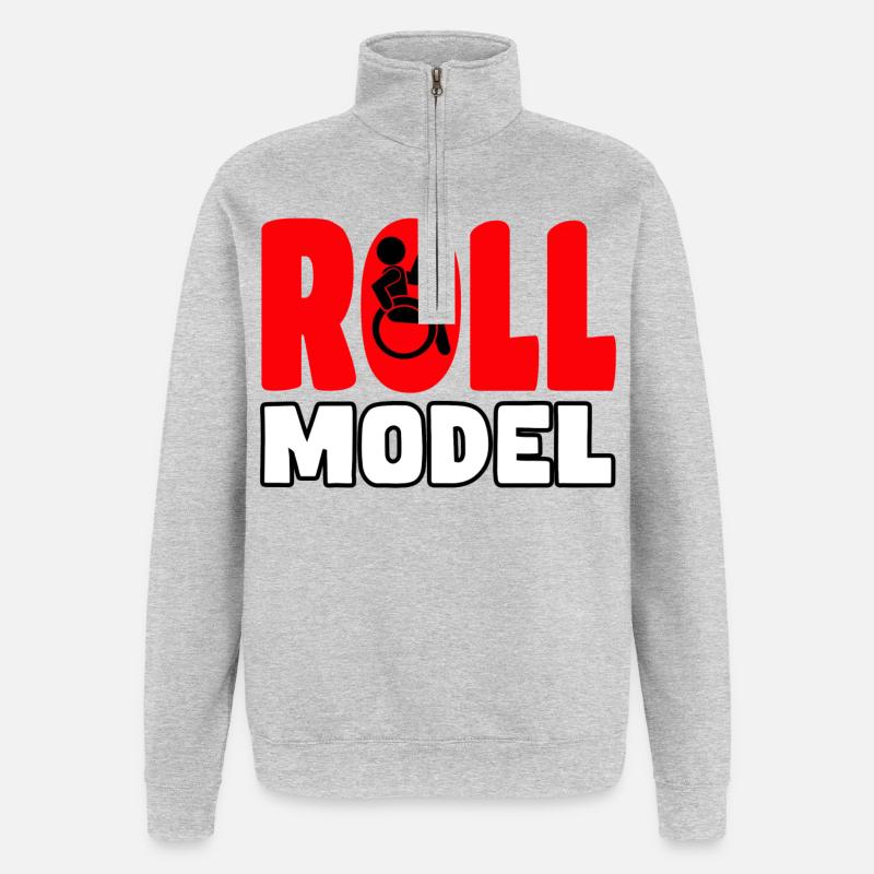 Jeder Rollstuhlfahrer ist ein Rollenmodell* - Quarter-Zip-Sweatshirt - Grau meliert