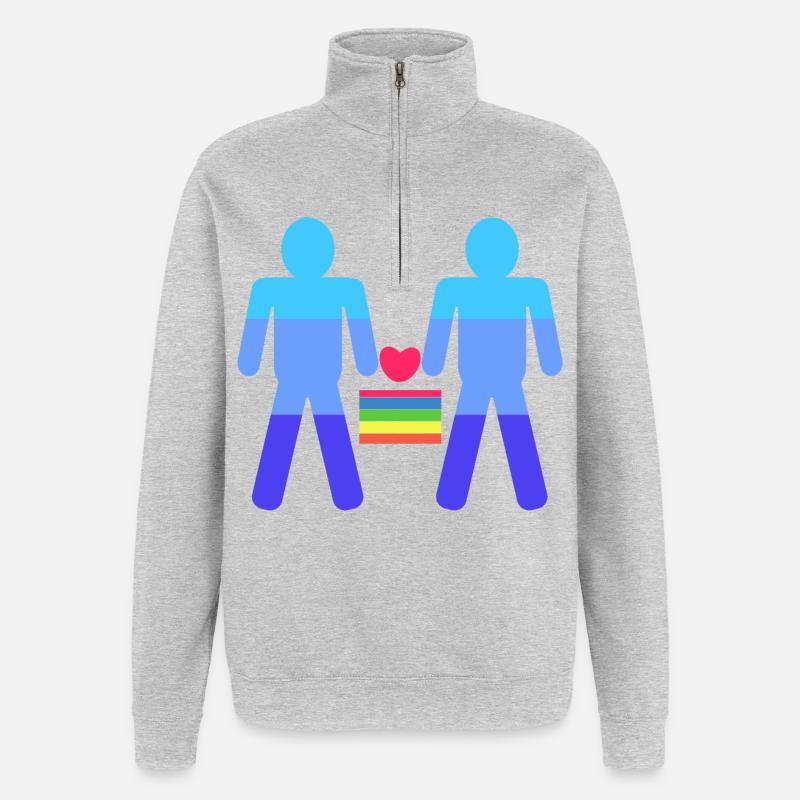 Herz Lgbt Gleichgeschlechtliche Ehe Regenbogen - Quarter-Zip-Sweatshirt - Grau meliert