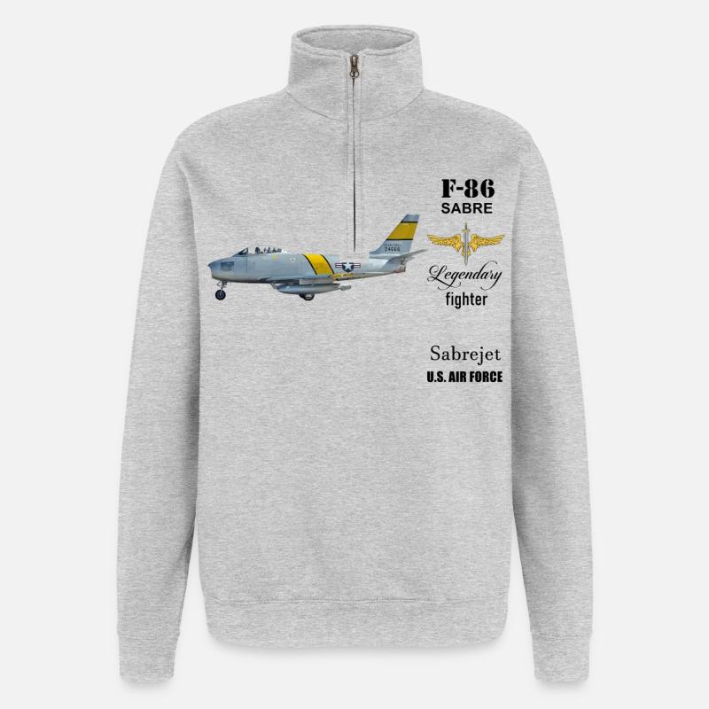 F-86 Sabre - Sweat à zip 1/4 - gris chiné