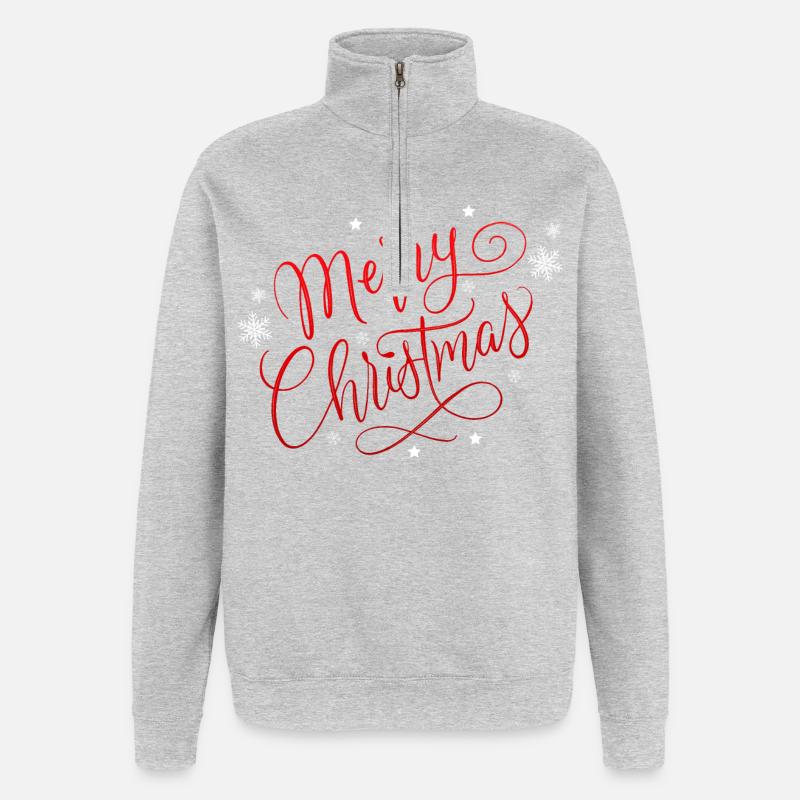 Joyeux Noël avec flocons de neige - Sweat à zip 1/4 - gris chiné