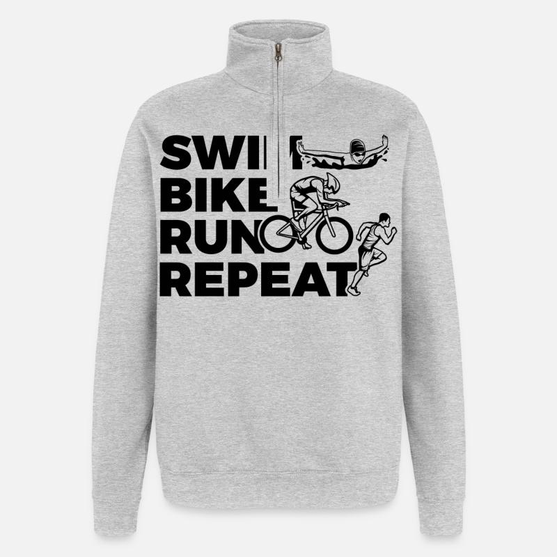 Natation Cyclisme Course à pied Répétition - Sweat à zip 1/4 - gris chiné