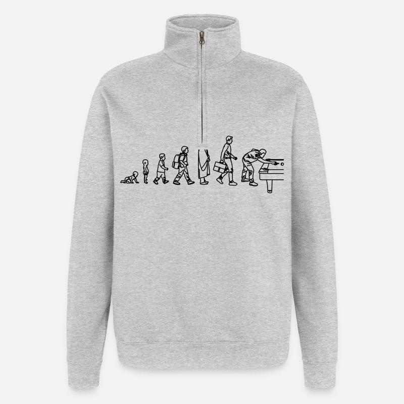 Évolution du billard - Sweat à zip 1/4 - gris chiné