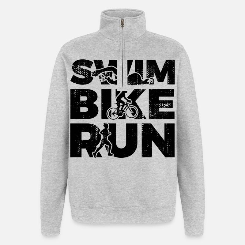 Natation Cyclisme Course à pied - Sweat à zip 1/4 - gris chiné