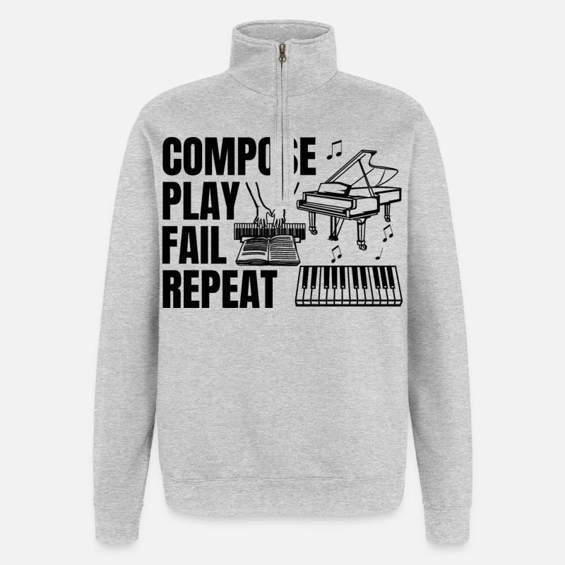 Routine quotidienne du pianiste - Sweat à zip 1/4 - gris chiné