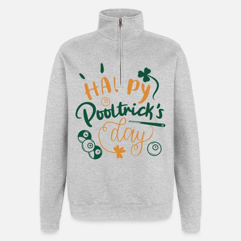 St. Patrick's Billard - Quarter-Zip-Sweatshirt - Grau meliert