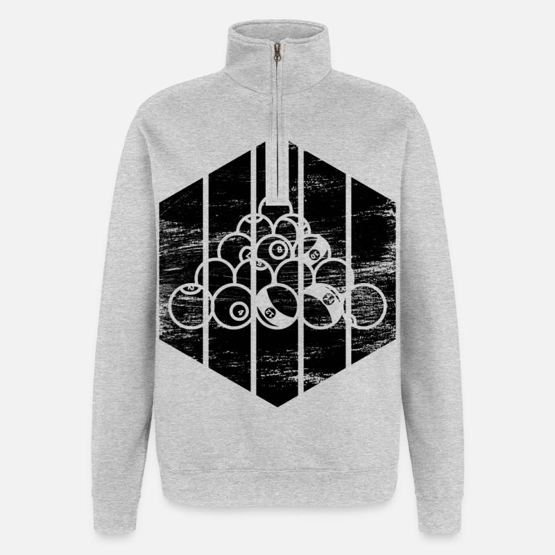 Cooles Billard - Quarter-Zip-Sweatshirt - Grau meliert