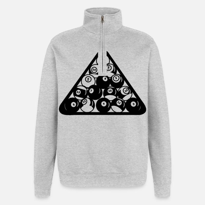 Triangle de billard - Sweat à zip 1/4 - gris chiné