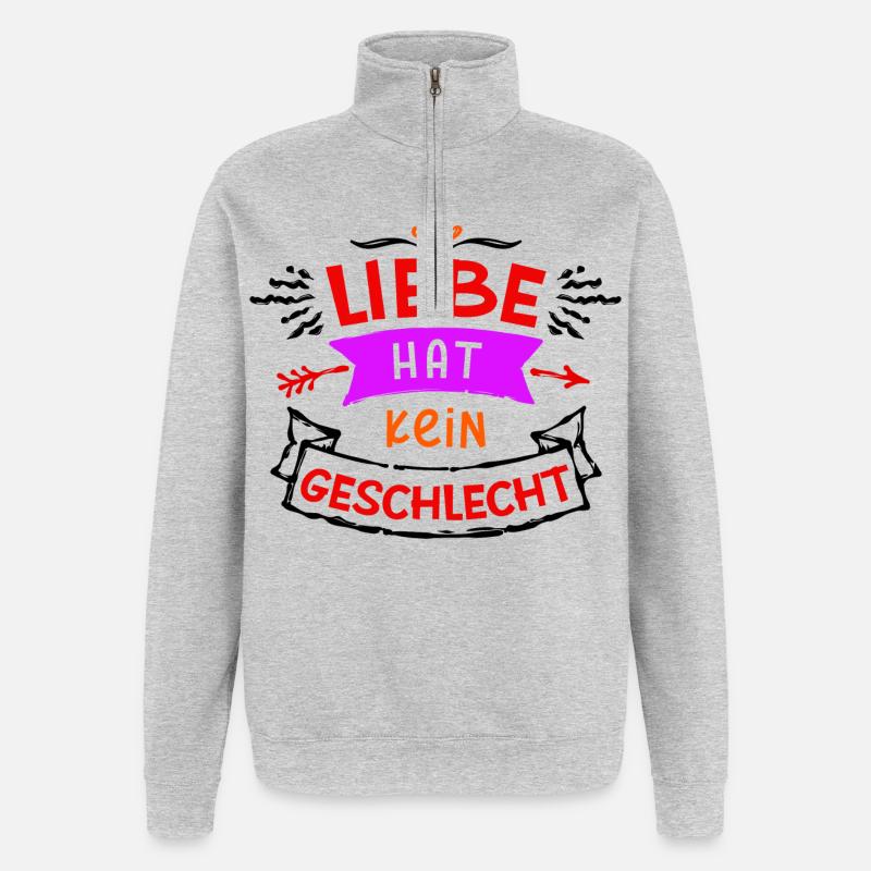 Lgbt Gleichgeschlechtliche Partnerschaft Statement - Quarter-Zip-Sweatshirt - Grau meliert