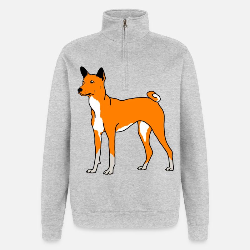 Ingwer Hündchen - Quarter-Zip-Sweatshirt - Grau meliert