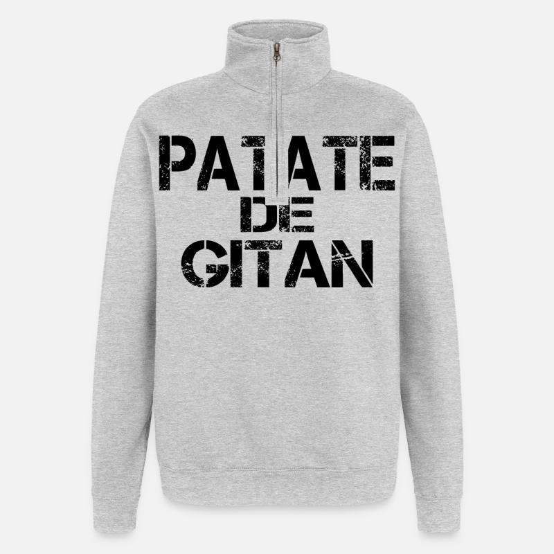 Patate de GITAN - Sweat à zip 1/4 - gris chiné