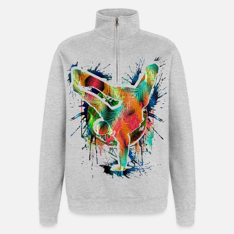 Breakdance - Breakdancer - Breakdancing - BBoy - Sweat à zip 1/4 - gris chiné