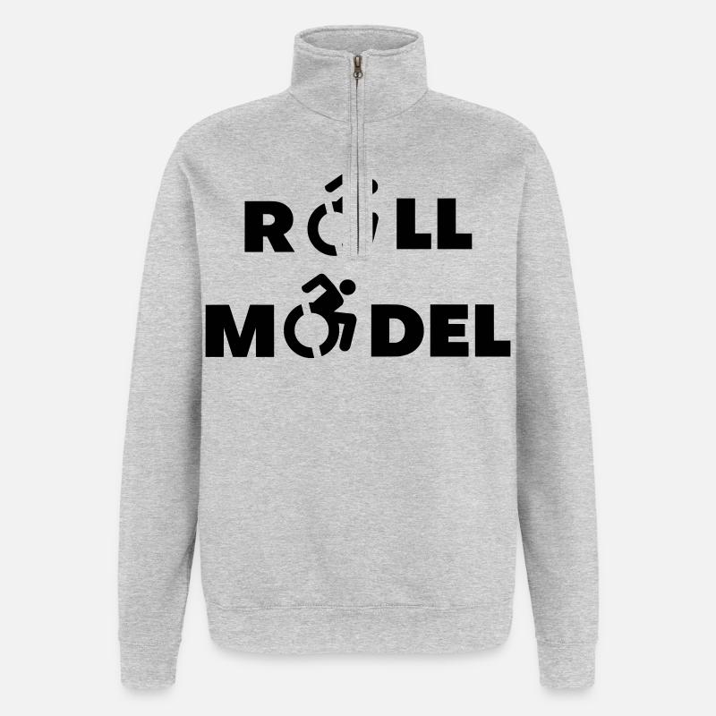 Jeder Rollstuhlfahrer ist ein Vorbild * - Quarter-Zip-Sweatshirt - Grau meliert