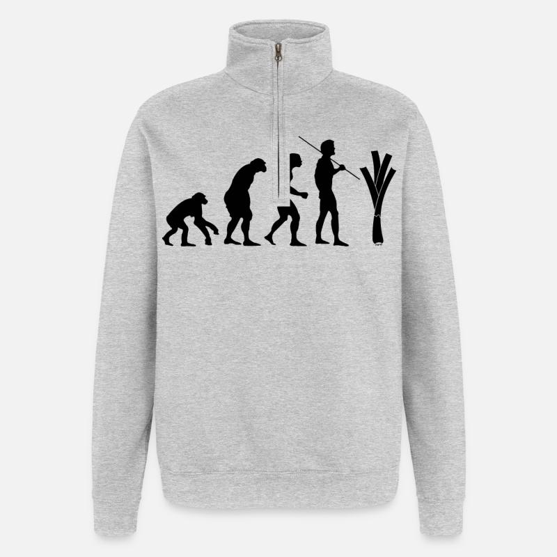 Evolution des Lauchs - Quarter-Zip-Sweatshirt - Grau meliert