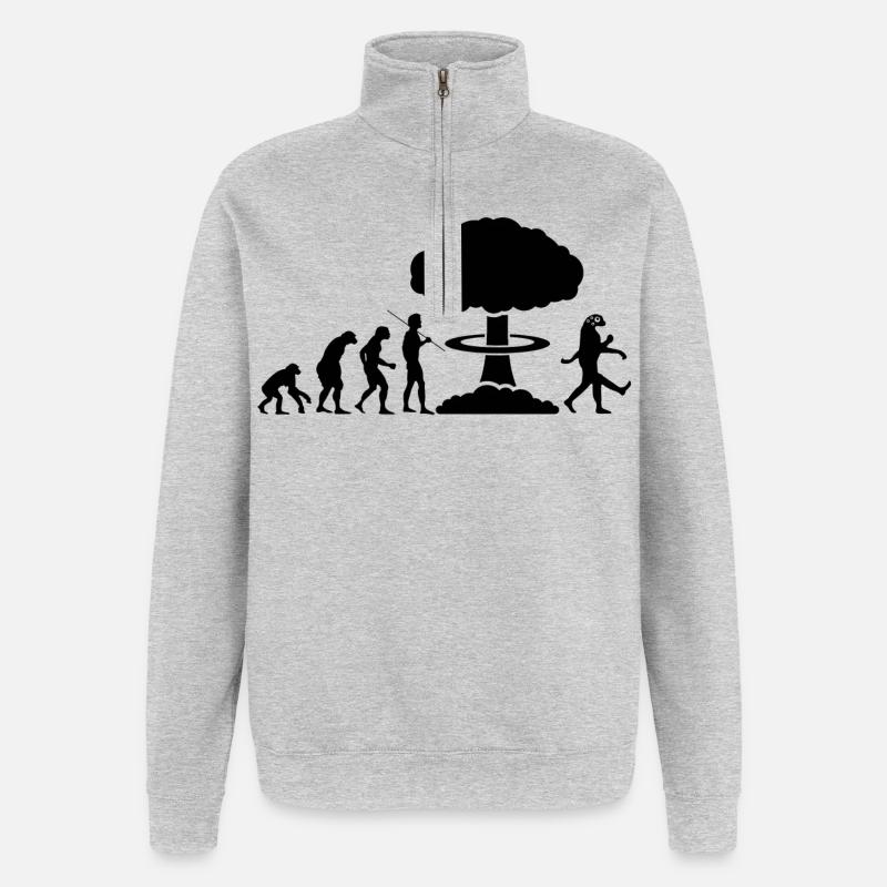 évolution radioactive - Sweat à zip 1/4 - gris chiné