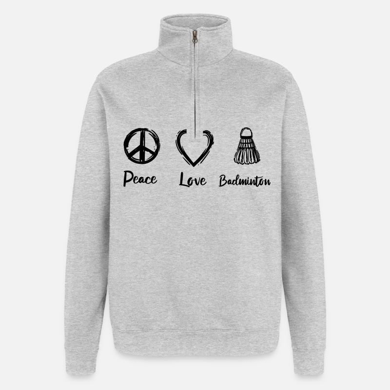 Frieden Liebe Badminton - Quarter-Zip-Sweatshirt - Grau meliert