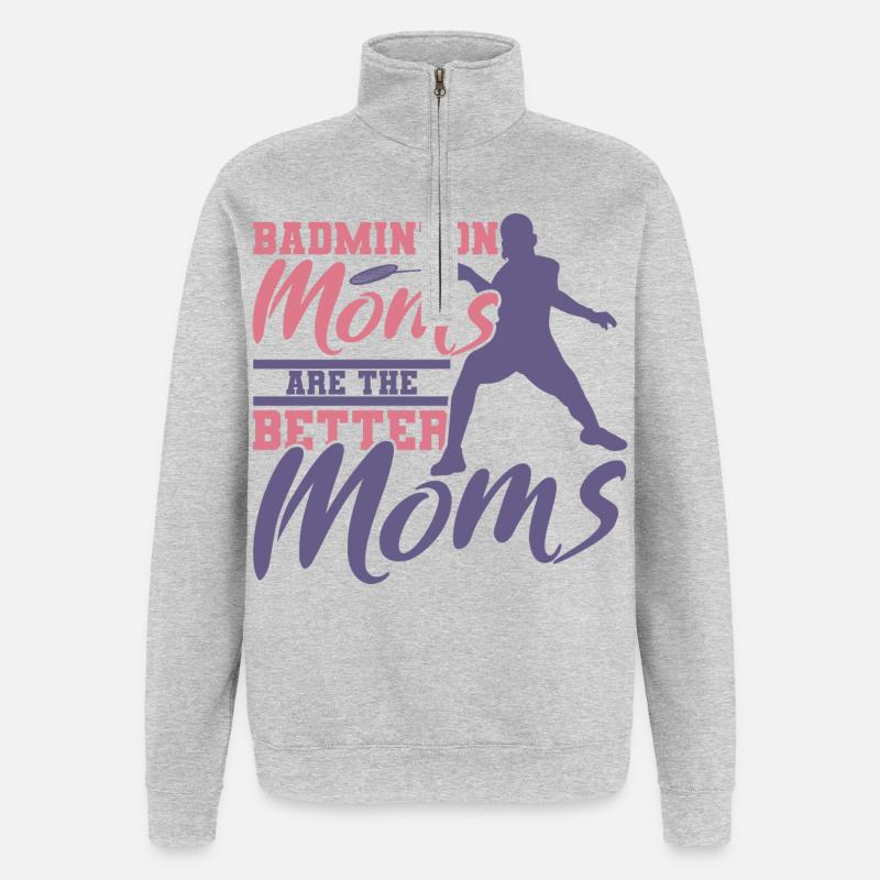 Lustige Badminton Mutter - Quarter-Zip-Sweatshirt - Grau meliert
