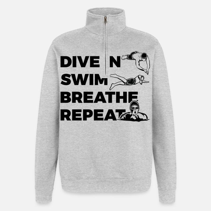 Routine de natation - Sweat à zip 1/4 - gris chiné