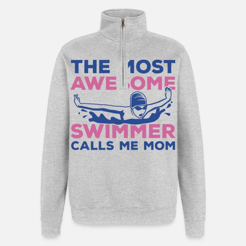 Mère nageuse - Sweat à zip 1/4 - gris chiné