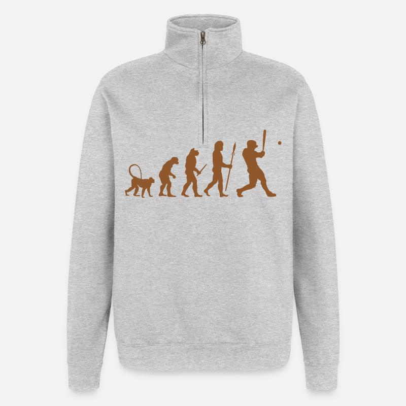 Baseball Evolution - Quarter-Zip Sweatshirt - heather grey