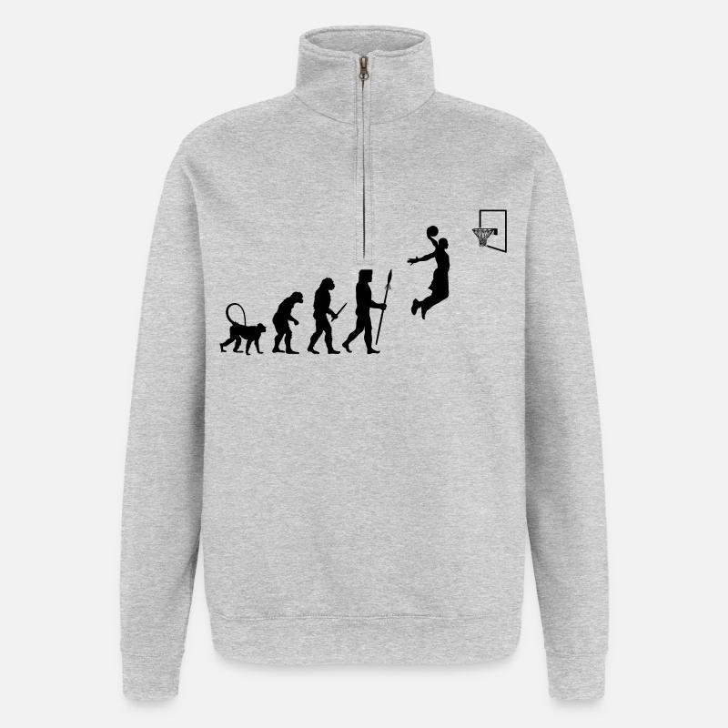 Évolution du basketball - Sweat à zip 1/4 - gris chiné