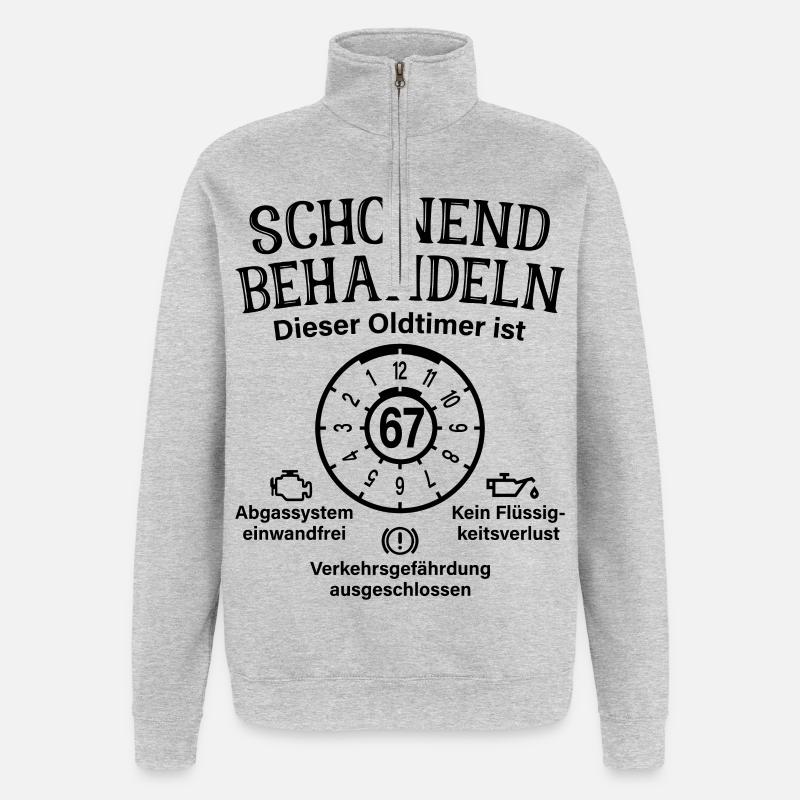 67. Geburtstag Schonend Behandeln Oldtimer Ist 67 - Quarter-Zip-Sweatshirt - Grau meliert