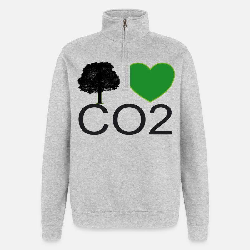 Ich Liebe CO2 Herz Grafik - Quarter-Zip-Sweatshirt - Grau meliert
