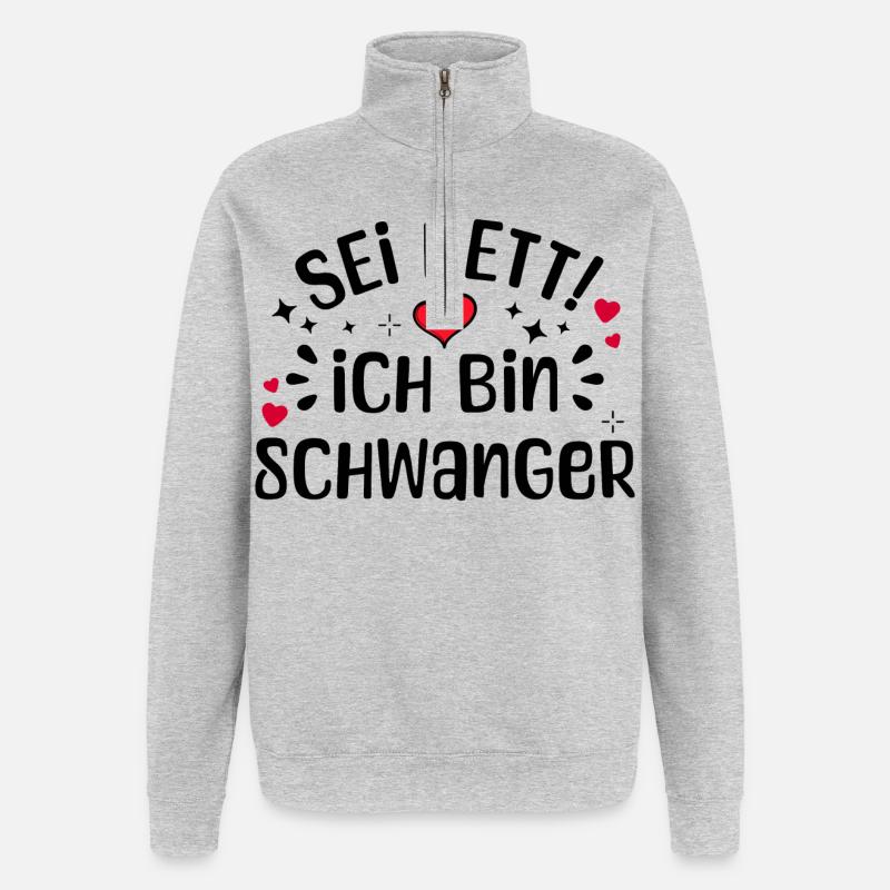 Schwangerschaft Mutter Schwanger Herz Statement - Quarter-Zip-Sweatshirt - Grau meliert