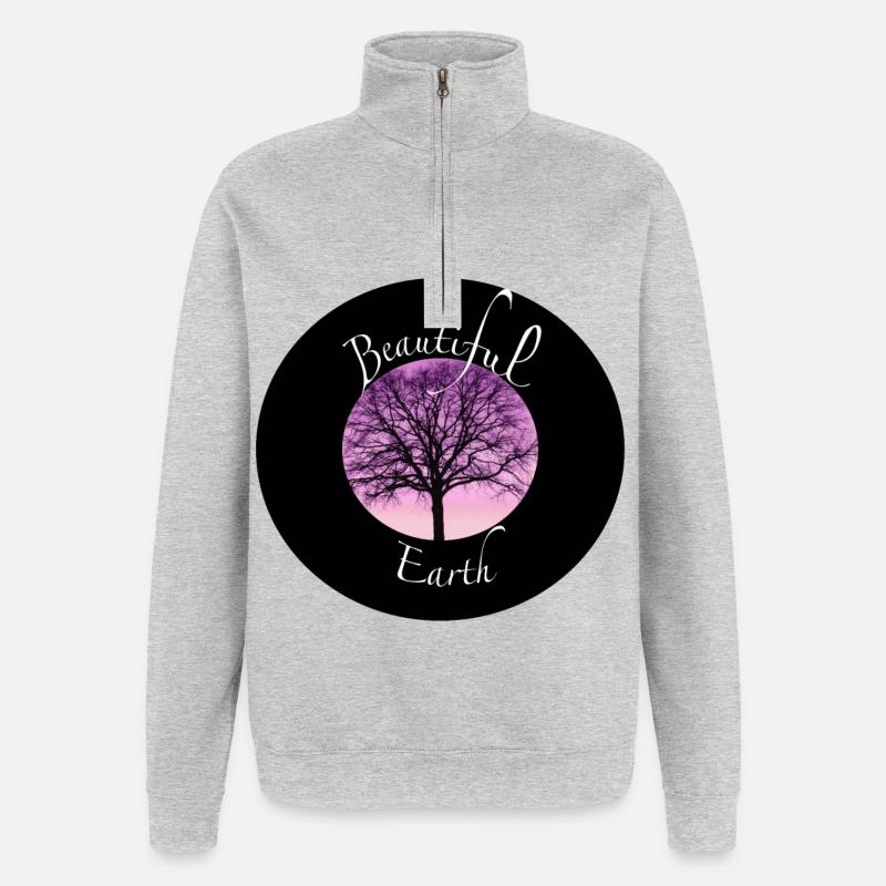 Schöne Erde Baum Silhouette - Quarter-Zip-Sweatshirt - Grau meliert