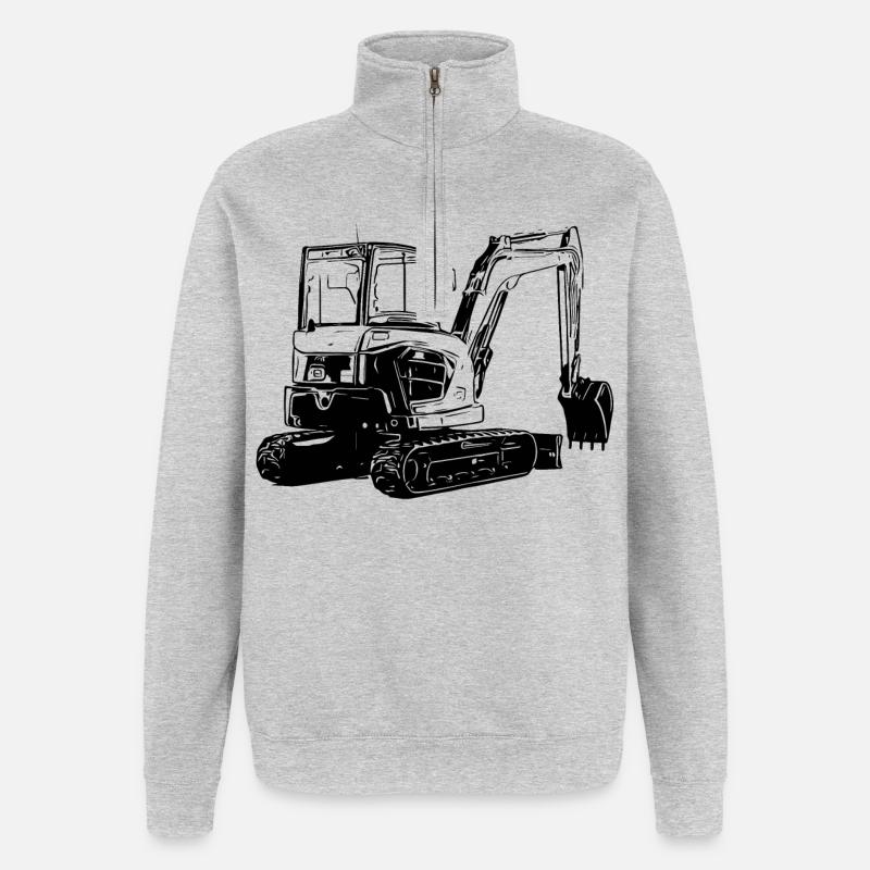 Kleiner Bagger - Quarter-Zip-Sweatshirt - Grau meliert