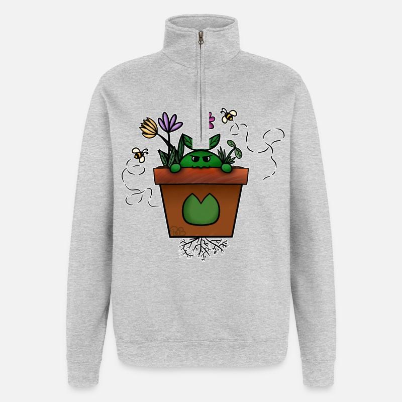 Pot2Shoot! Von Pousse2Bamboo ! - Quarter-Zip-Sweatshirt - Grau meliert