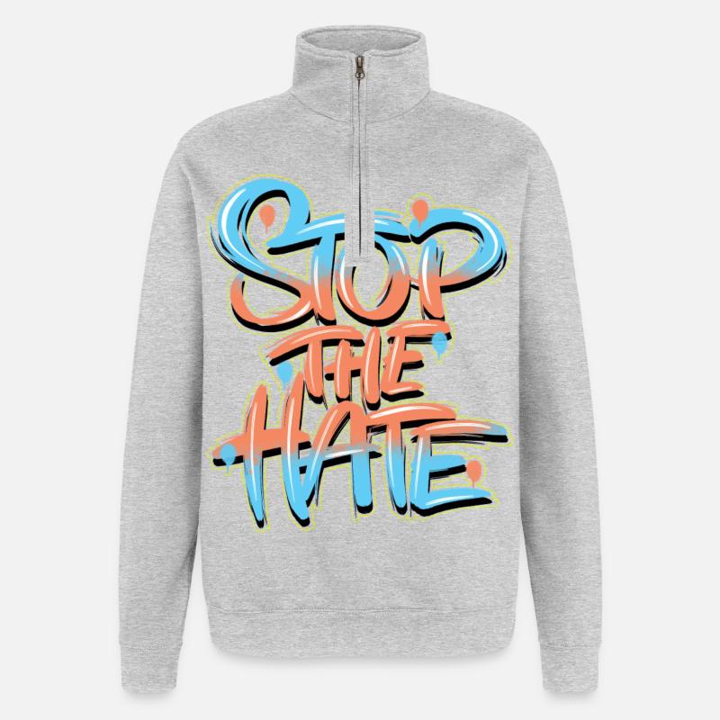 Stop Hate Graffiti - Quarter-Zip Sweatshirt - heather grey