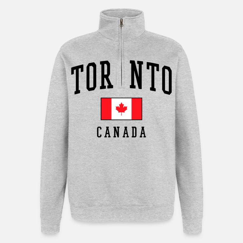 Gaveidé til Toronto Canada Flag Design - Sweatshirt med 1/4 lynlås - grå meleret