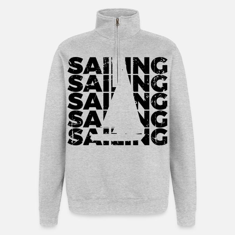 Segeln - Quarter-Zip-Sweatshirt - Grau meliert