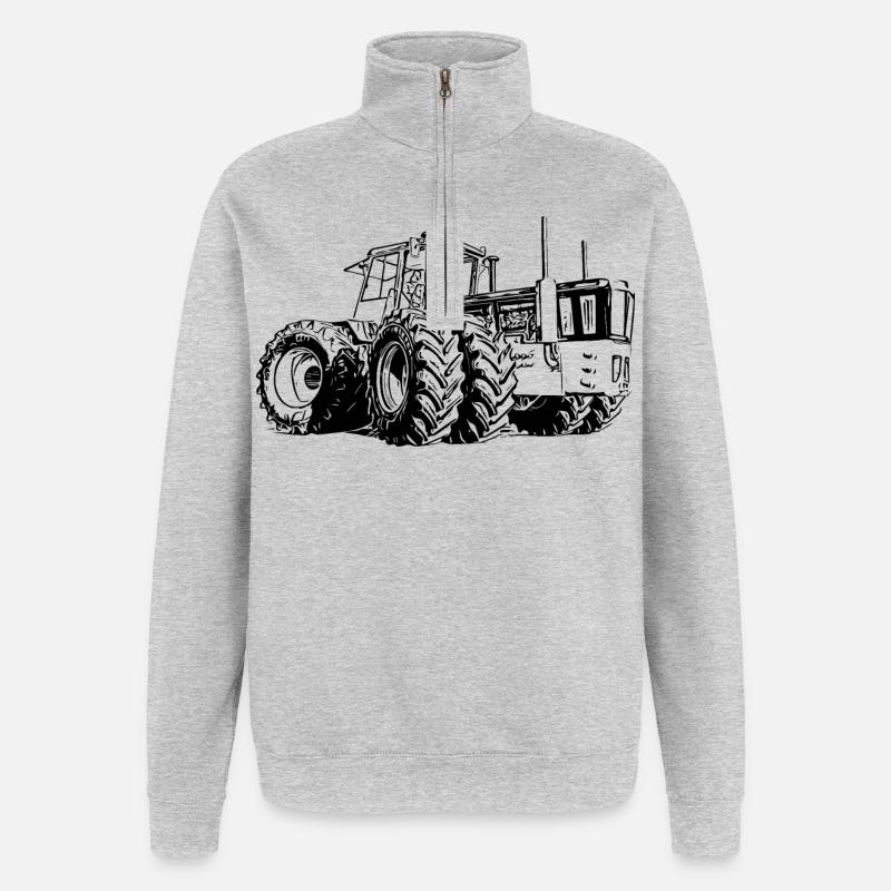 Tracteur Géant - Sweat à zip 1/4 - gris chiné