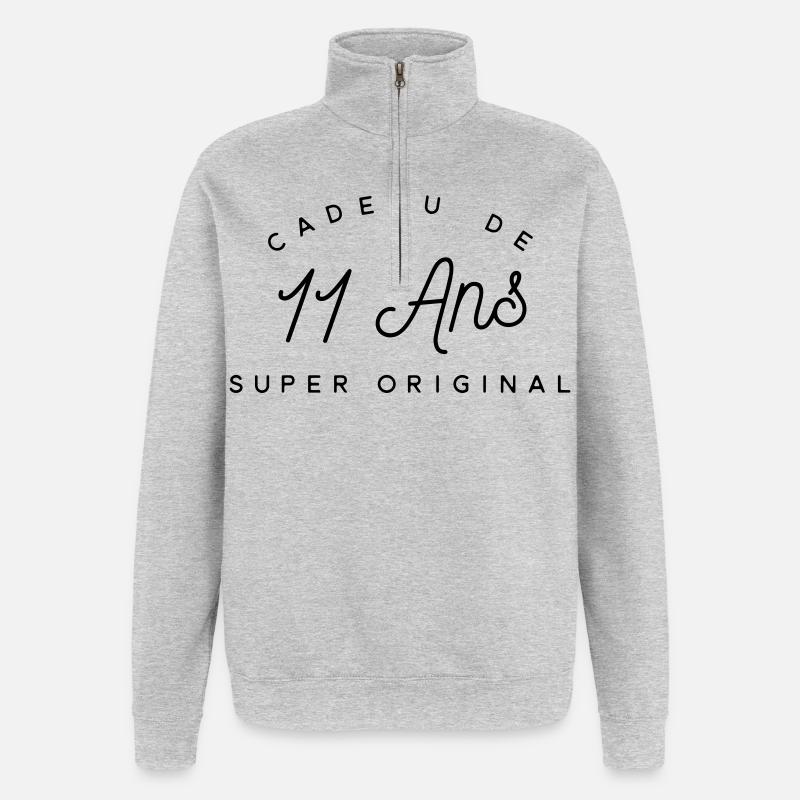 Cadeau 11 ans  - Sweat à zip 1/4 - gris chiné