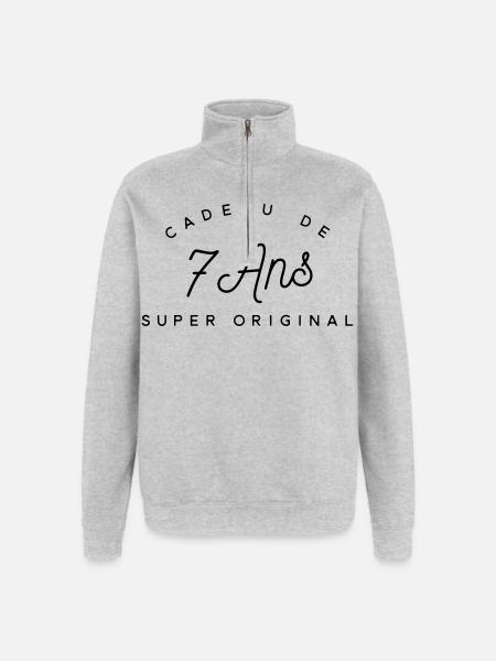 Cadeau 7 ans  - Sweat à zip 1/4 - gris chiné