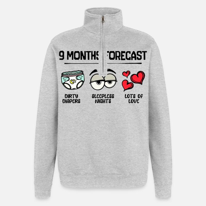 Geburt Herz Schwanger Statement Elternteil Baby - Quarter-Zip-Sweatshirt - Grau meliert