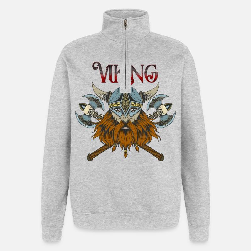Wikinger - Quarter-Zip-Sweatshirt - Grau meliert