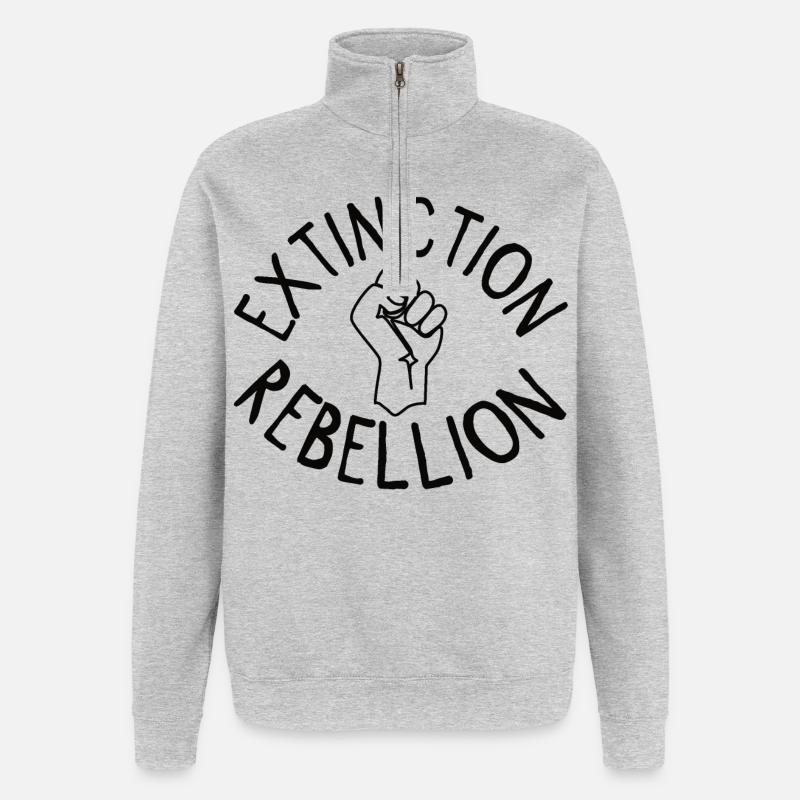Extinction Rebellion Faust - Sweat à zip 1/4 - gris chiné
