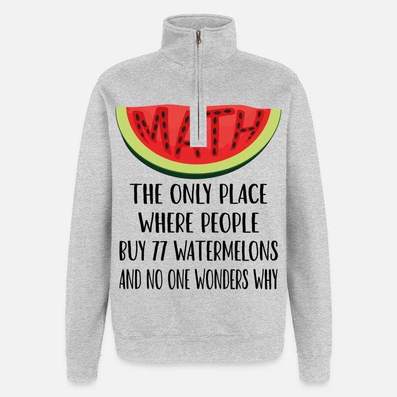 Mathématiques et pastèques amusants - Sweat à zip 1/4 - gris chiné