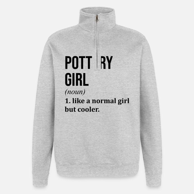 Töpfermädchen Lustiger Spruch - Quarter-Zip-Sweatshirt - Grau meliert