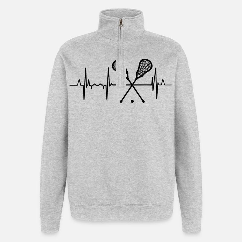 Lacrosse Herzlinie - Quarter-Zip-Sweatshirt - Grau meliert