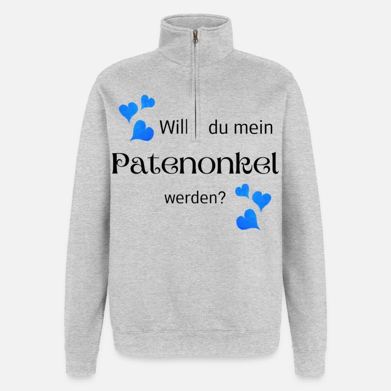 Willst du mein Patenonkel werden - Quarter-Zip-Sweatshirt - Grau meliert