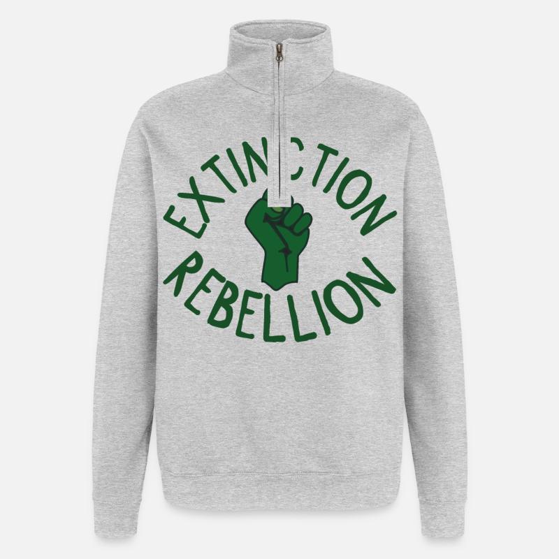 Extinction Rebellion Faust vert - Sweat à zip 1/4 - gris chiné