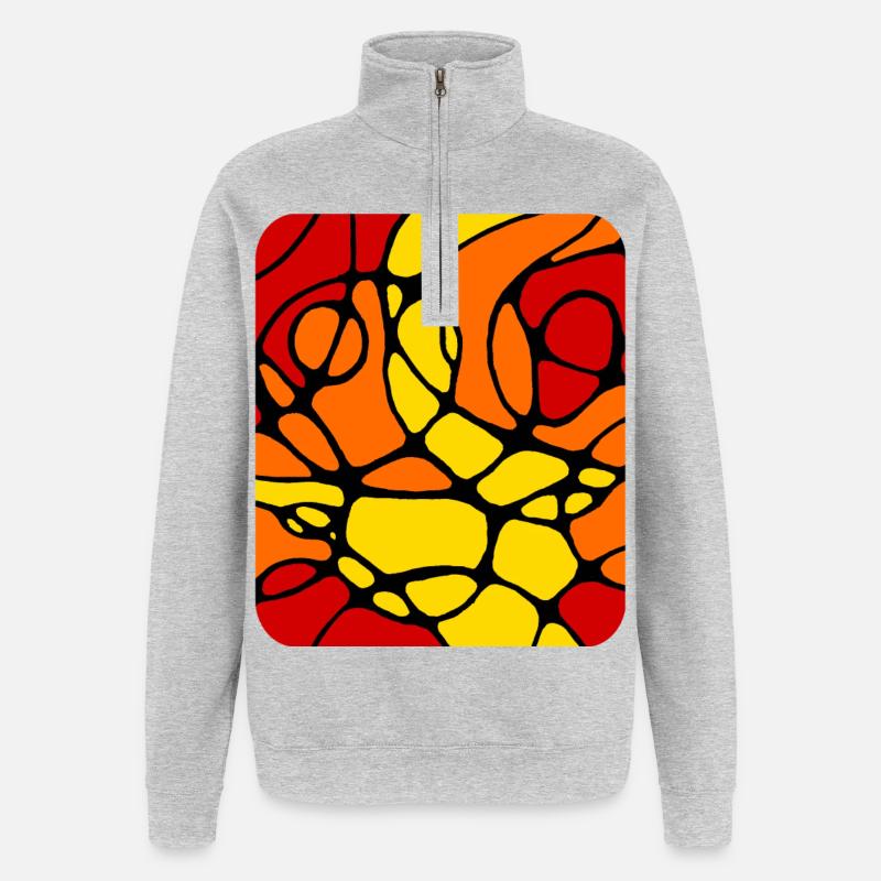 Conception abstraite moderne neurographique - Sweat à zip 1/4 - gris chiné