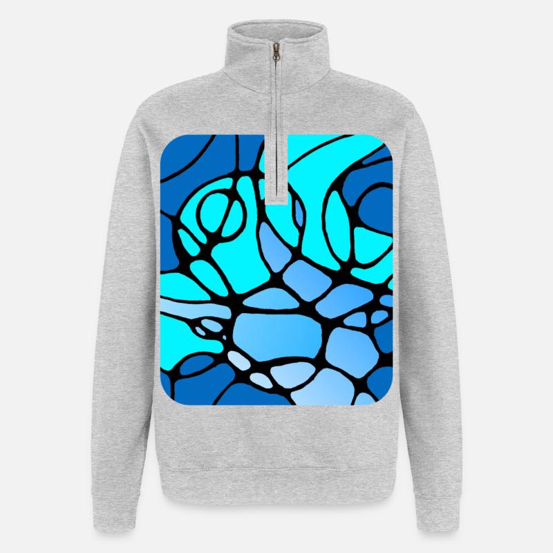 Conception abstraite moderne neurographique - Sweat à zip 1/4 - gris chiné