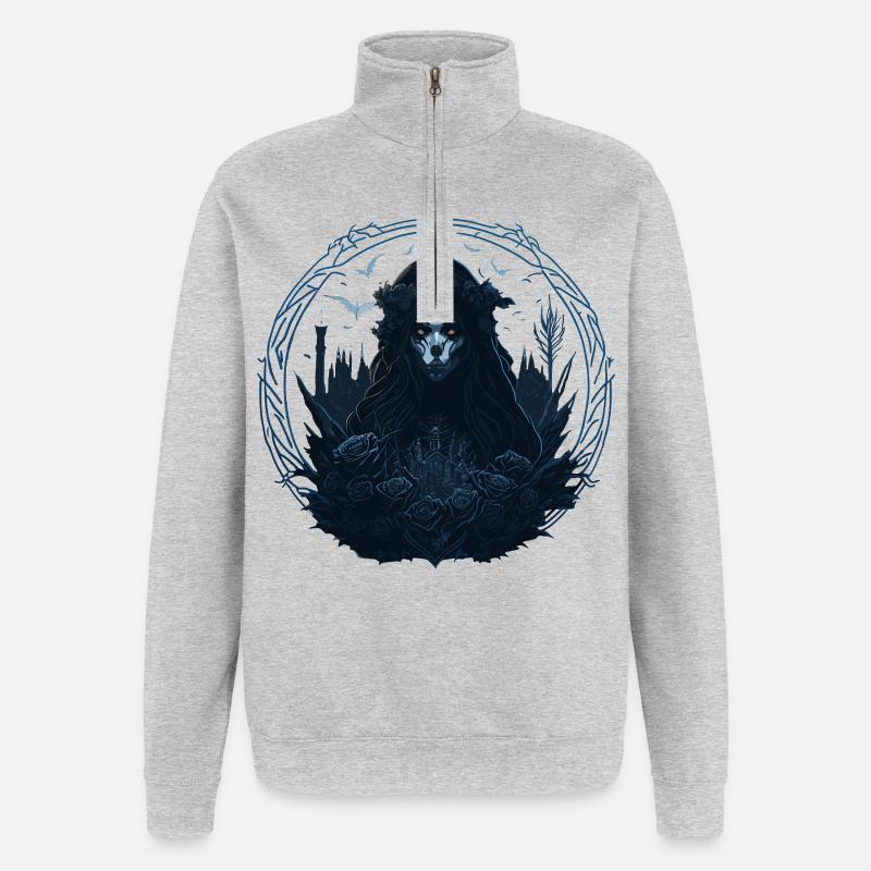 Skull Goth Girl - Quarter-Zip-Sweatshirt - Grau meliert